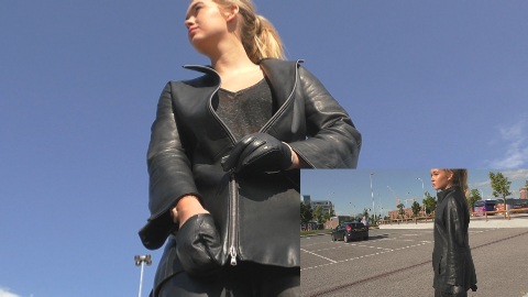 erica-girl-putting-on-leather-jacket