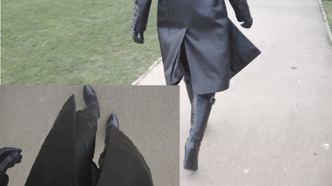 黒革手袋彼女 長靴 革のズボン革のコートかわいい