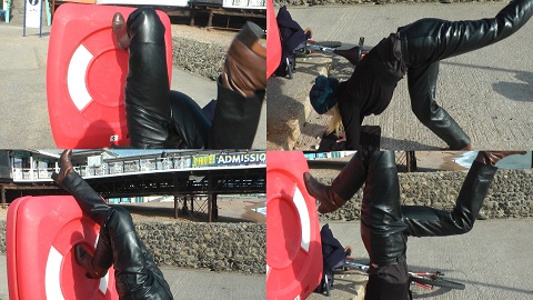 girl in leather pants leather gloves girl