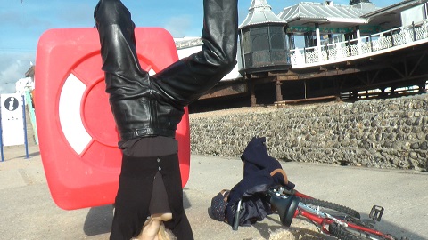 girl in leather pants leather gloves girl