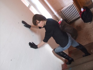 girls in leather gloves leather boots leather jacket