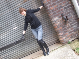 girls in leather gloves leather boots leather jacket