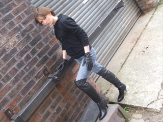girls in leather gloves leather boots leather jacket