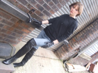 girls in leather gloves leather boots leather jacket