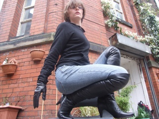 girls in leather gloves leather boots leather jacket