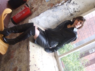 girls in leather gloves leather boots leather jacket