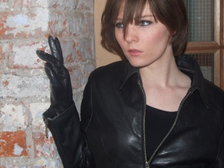 girls in leather gloves leather boots leather jacket