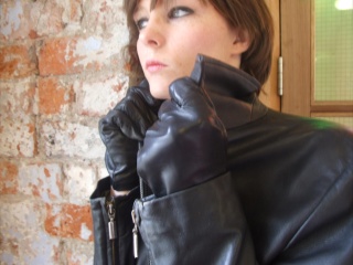 girls in leather gloves leather boots leather jacket