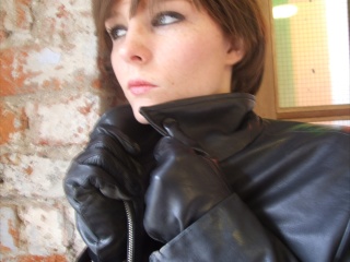 girls in leather gloves leather boots leather jacket