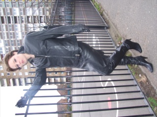 girls in leather gloves leather boots leather jacket