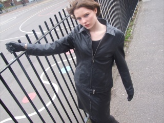 girls in leather gloves leather boots leather jacket