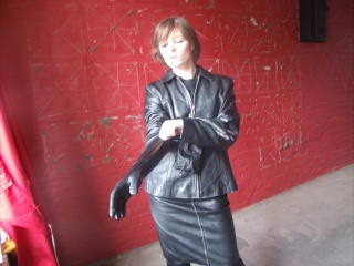 girls in leather gloves leather boots leather jacket