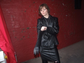 girls in leather gloves leather boots leather jacket