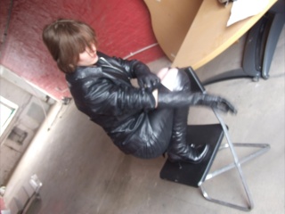 girls in leather gloves leather boots leather jacket