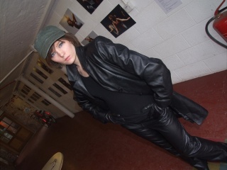 girls in leather gloves leather boots leather jacket