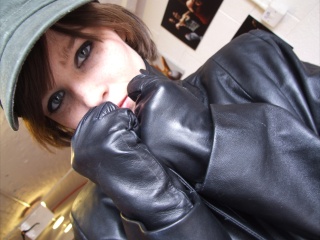 girls in leather gloves leather boots leather jacket