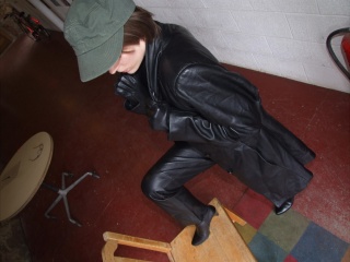 girls in leather gloves leather boots leather jacket