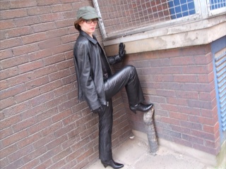 girls in leather gloves leather boots leather jacket