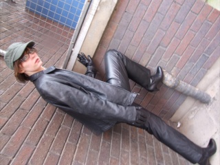 girls in leather gloves leather boots leather jacket