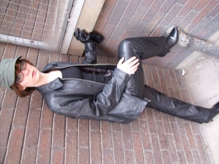 girls in leather gloves leather boots leather jacket