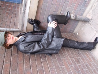 girls in leather gloves leather boots leather jacket