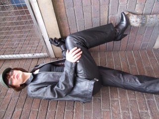 girls in leather gloves leather boots leather jacket