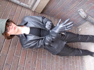 girls in leather gloves leather boots leather jacket