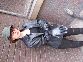 girls in leather gloves leather boots leather jacket