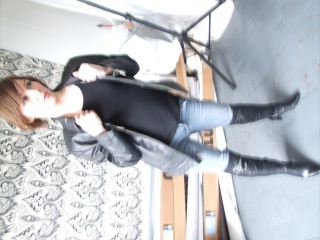 girls in leather gloves leather boots leather jacket