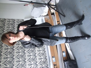 girls in leather gloves leather boots leather jacket