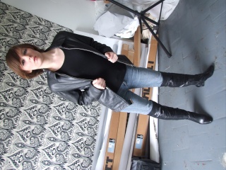 girls in leather gloves leather boots leather jacket