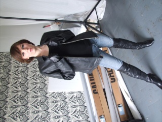 girls in leather gloves leather boots leather jacket