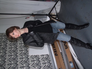 girls in leather gloves leather boots leather jacket