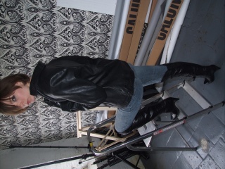 girls in leather gloves leather boots leather jacket