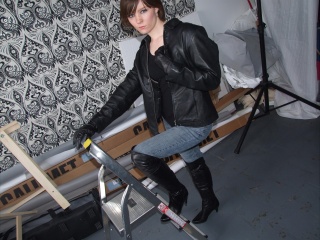 girls in leather gloves leather boots leather jacket