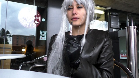 Cassy leather jacket and gloves